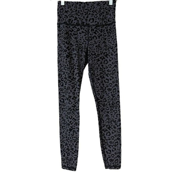 Athleta Gray Leopard Elation Ultra High Rise Tight‎ Full Length Womens XS - Picture 1 of 5